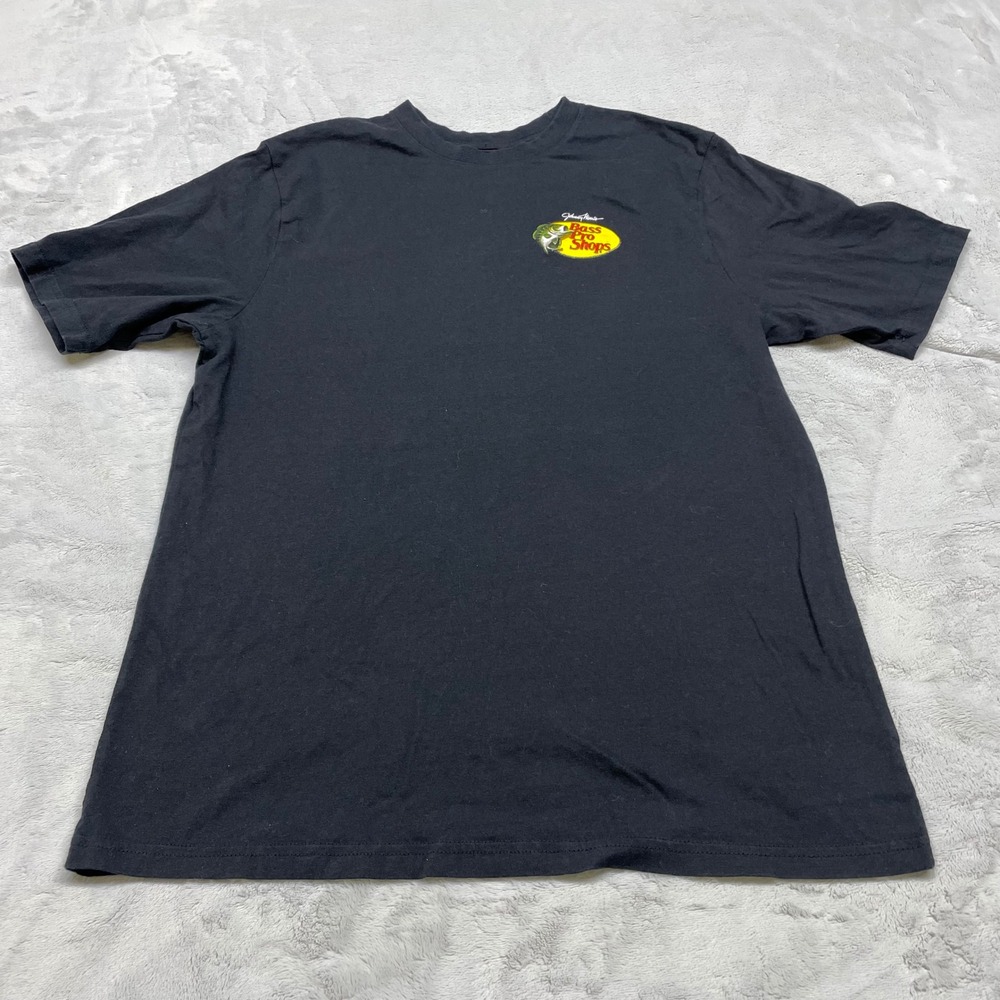 Bass Pro Shops Johnny Morris Mens T Shirt M Black 100% Cotton Fishing Graphic